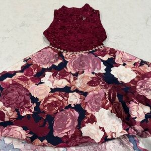 Floral Burgundy and Pink Dress